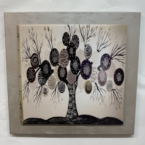 Quadro Albero della vita Moderno con cornice tortora misura 50x50 cm