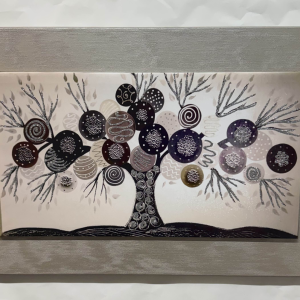Quadro Albero della vita Moderno con cornice tortora misura 80x50 cm