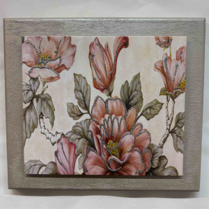 Quadro Floreale Contemporaneo con cornice tortora misura 40x40 cm