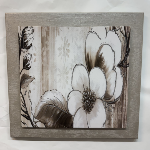 Quadro Floreale Contemporaneo con cornice tortora misura 50x50 cm