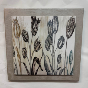 Quadro Floreale Moderno con cornice tortora misura 50x50 cm