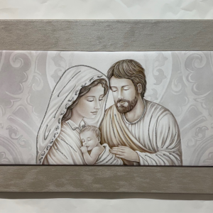 Quadro Sacra Famiglia Moderno cornice tortora misura 80x50 cm