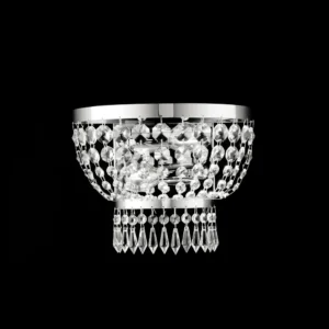 Applique Classico Mozart cromo in metallo e cristallo 2 Luci