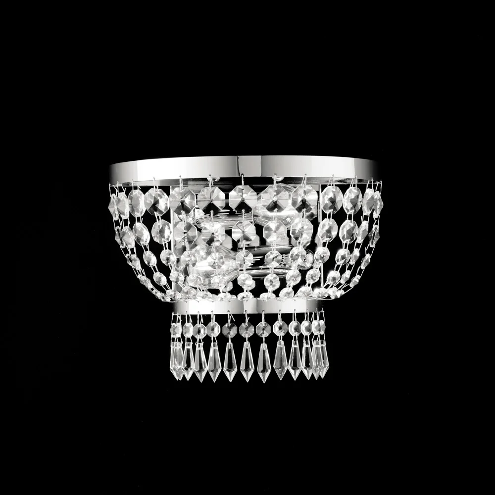 Applique Classico Mozart cromo in metallo e cristallo 2 Luci